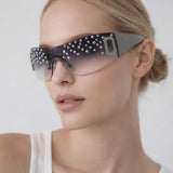 Racer Diamante Sunglasses In Silver