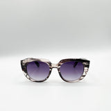 Round Stripe Cat Eye Sunglasses In Black