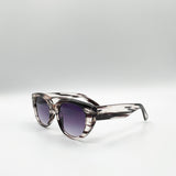 Round Stripe Cat Eye Sunglasses In Black