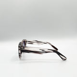Round Stripe Cat Eye Sunglasses In Black