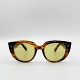 Round Stripe Cat Eye Sunglasses In Brown Yellow - svnx