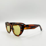 Round Stripe Cat Eye Sunglasses In Brown Yellow - svnx