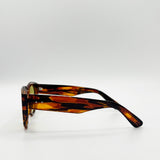 Round Stripe Cat Eye Sunglasses In Brown Yellow - svnx