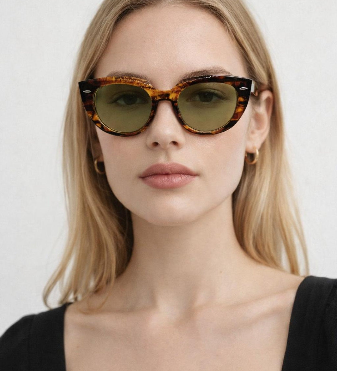 Round Stripe Cat Eye Sunglasses In Brown Yellow - svnx
