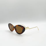 Cat Eye Metal Side Detail Sunglasses In Tortoiseshell