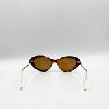 Cat Eye Metal Side Detail Sunglasses In Tortoiseshell