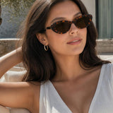 Cat Eye Metal Side Detail Sunglasses In Tortoiseshell