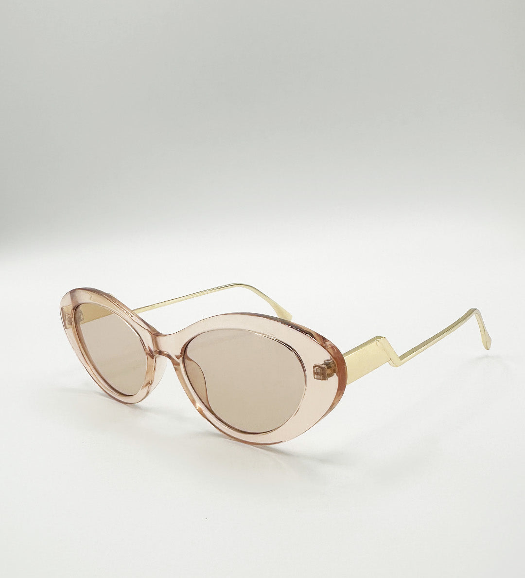 Cat Eye Metal Side Detail Sunglasses In Champagne - svnx