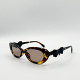 Bow Side Detail Sunglasses In Tortoiseshell - Removeable Bow - svnx