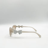 Bow Side Detail Sunglasses In Nude - Removeable Bow