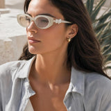 Bow Side Detail Sunglasses In Nude - Removeable Bow