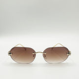 Jaguar Detail Rimless Sunglasses In Brown - svnx