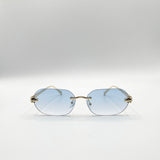 Jaguar Detail Rimless Sunglasses In Blue