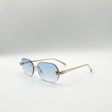 Jaguar Detail Rimless Sunglasses In Blue