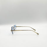 Jaguar Detail Rimless Sunglasses In Blue