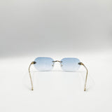 Jaguar Detail Rimless Sunglasses In Blue