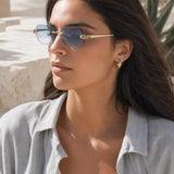 Jaguar Detail Rimless Sunglasses In Blue