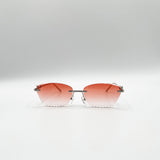 Cat Eye Rimless Sunglasses In Orange