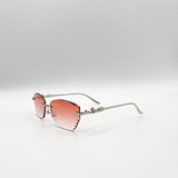 Cat Eye Rimless Sunglasses In Orange