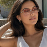 Cat Eye Rimless Sunglasses In Orange