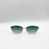 Cat Eye Rimless Sunglasses In Green