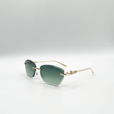 Cat Eye Rimless Sunglasses In Green