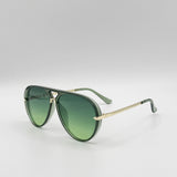 Bold Aviator Metal Arm Sunglasses In Green In Green - svnx