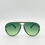 Bold Aviator Metal Arm Sunglasses In Green In Green - svnx