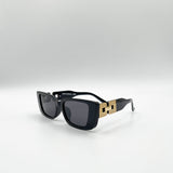 Rectangle Cateye Side Detail Sunglasses In Black/Gold