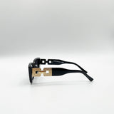 Rectangle Cateye Side Detail Sunglasses In Black/Gold