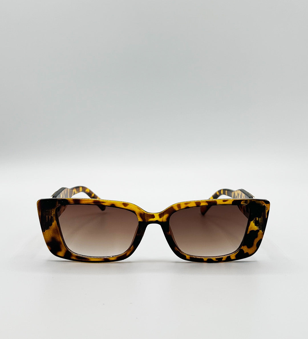Rectangle Cateye Side Detail Sunglasses In Leopard - svnx