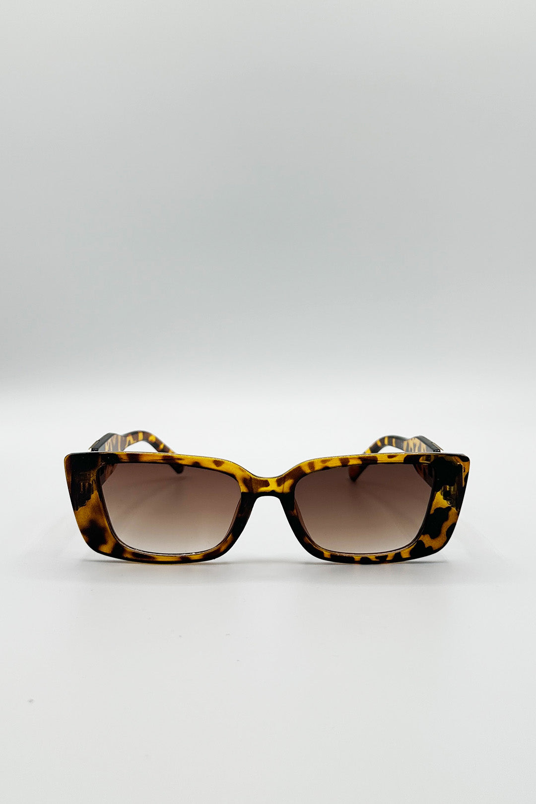 Rectangle Cateye Side Detail Sunglasses In Leopard - svnx