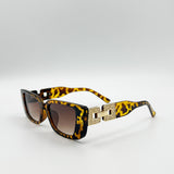 Rectangle Cateye Side Detail Sunglasses In Leopard - svnx