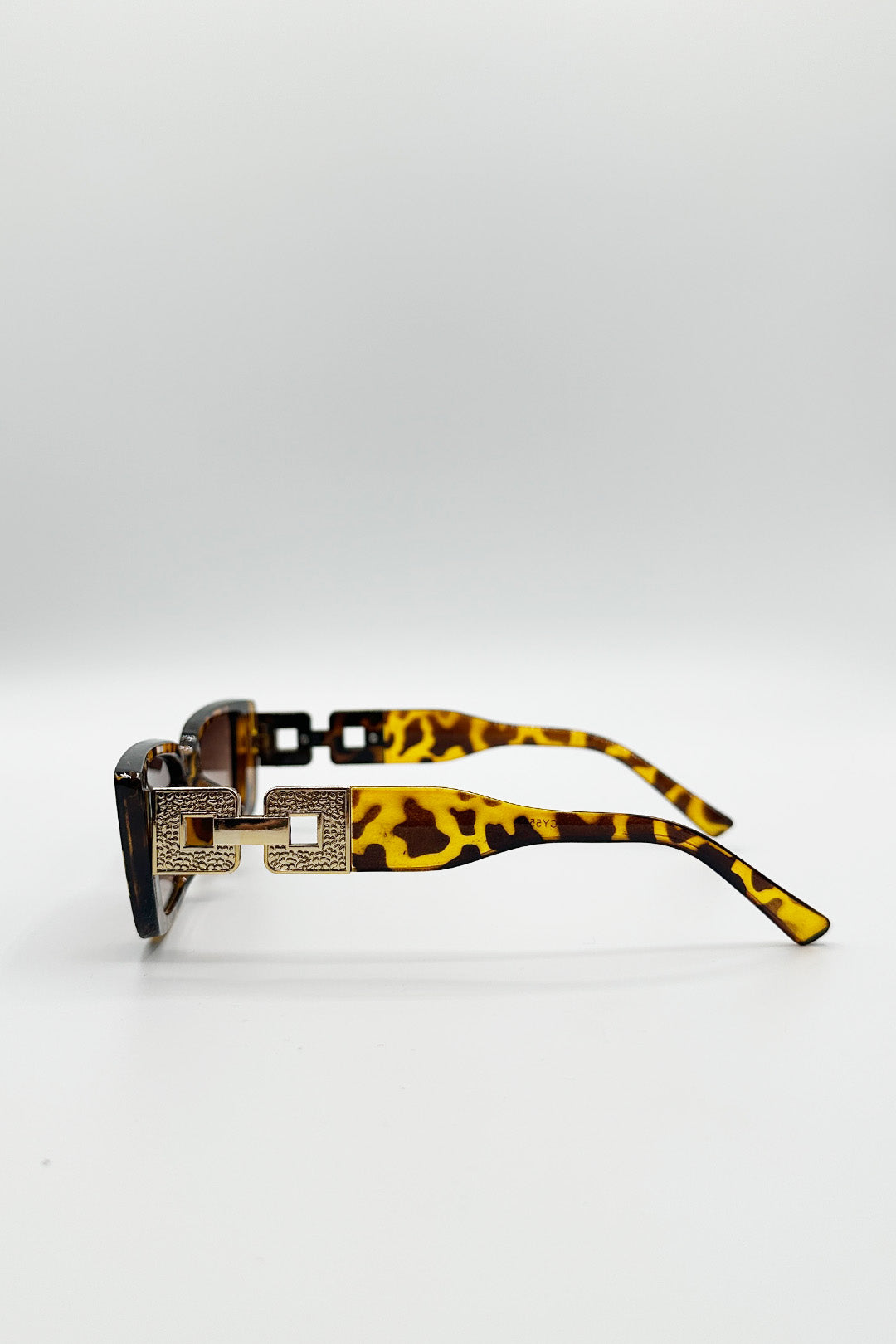 Rectangle Cateye Side Detail Sunglasses In Leopard - svnx