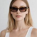Rectangle Cateye Side Detail Sunglasses In Leopard - svnx