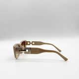 Rectangle Cateye Side Detail Sunglasses In Khaki