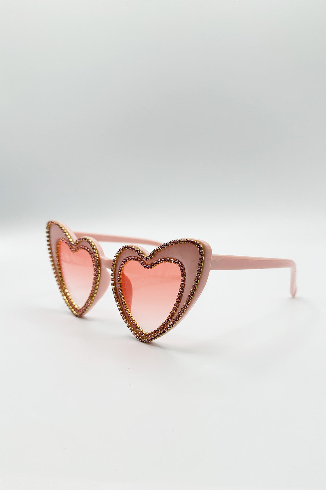 Heart Shape Sunglasses In Pink - svnx