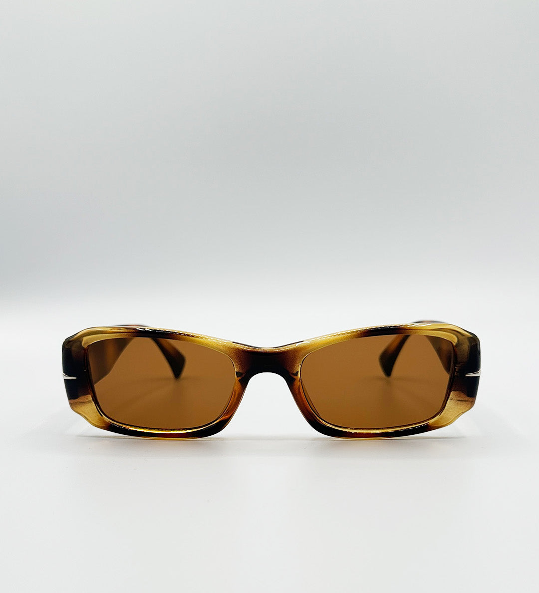 Bold Retangle Sunglasses In Brown Stripe - svnx