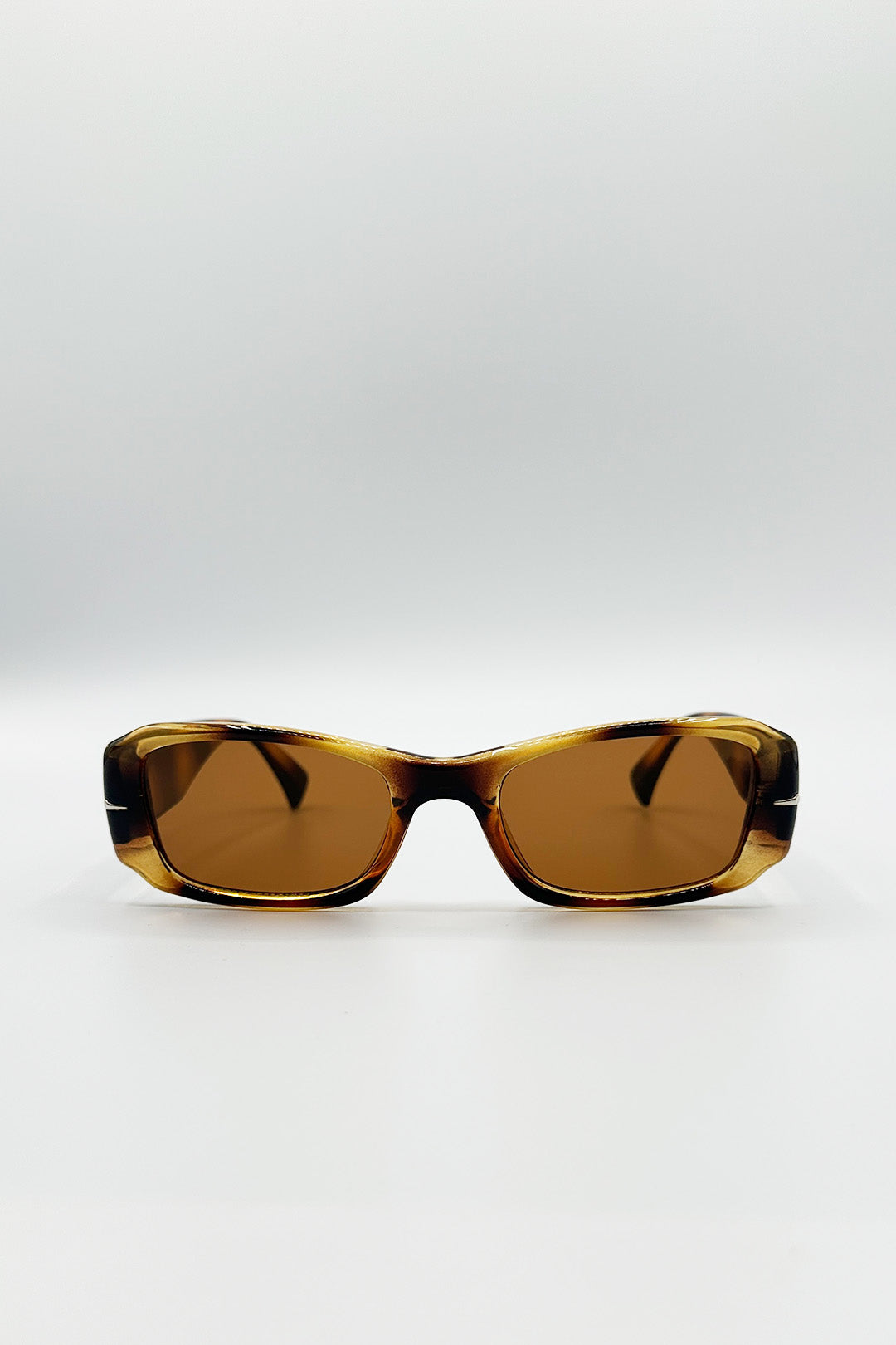 Bold Retangle Sunglasses In Brown Stripe - svnx