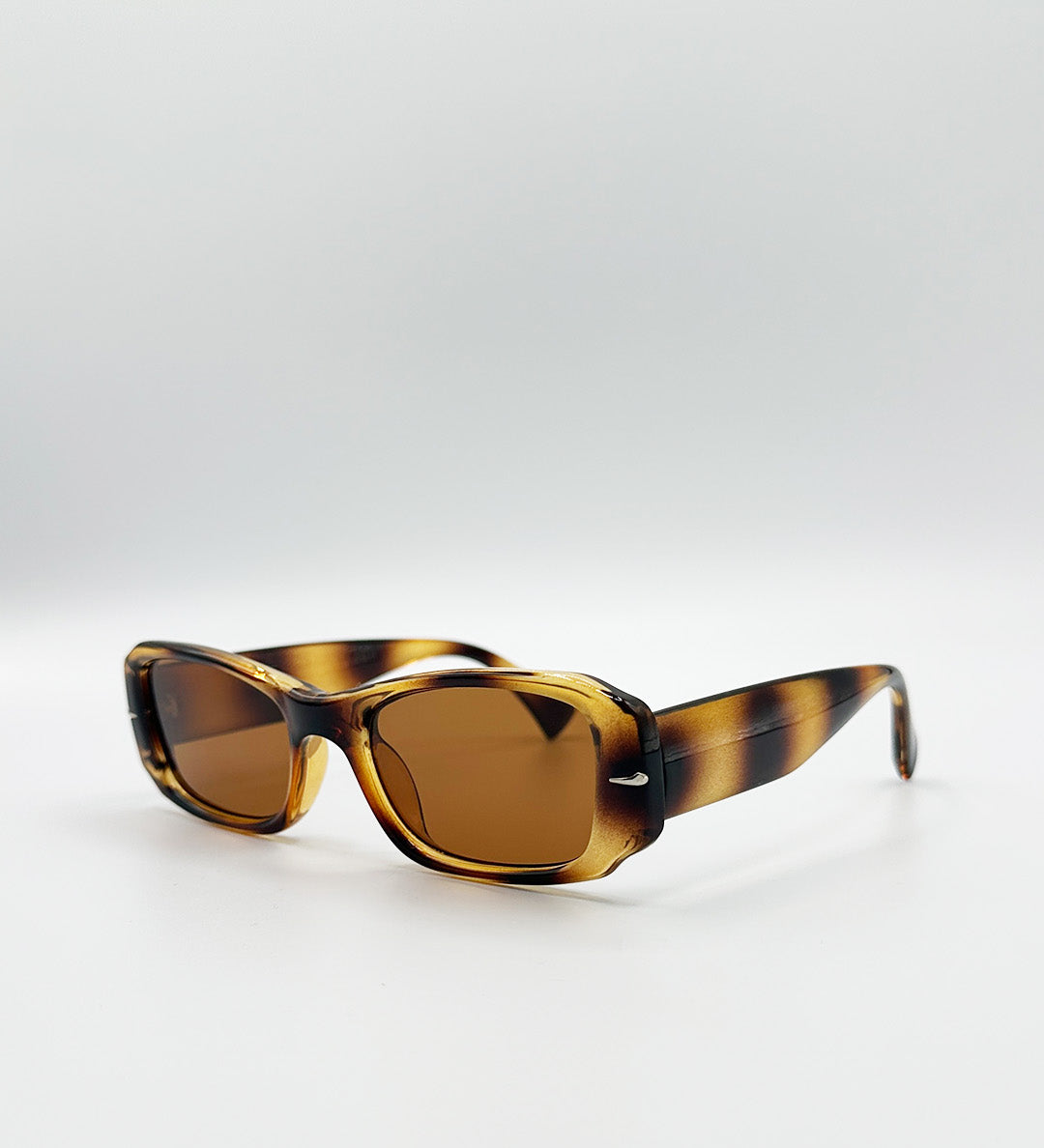 Bold Retangle Sunglasses In Brown Stripe - svnx
