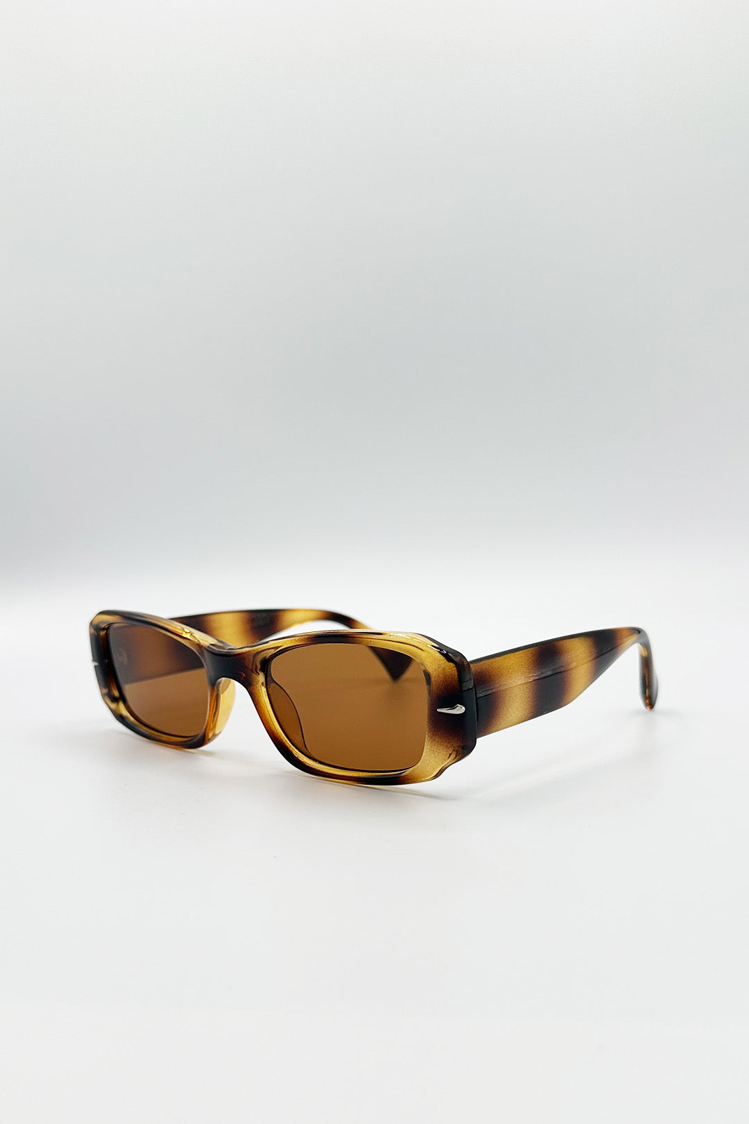 Bold Retangle Sunglasses In Brown Stripe - svnx