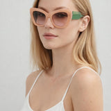 Cat Eye Sunglasses in Pink Green