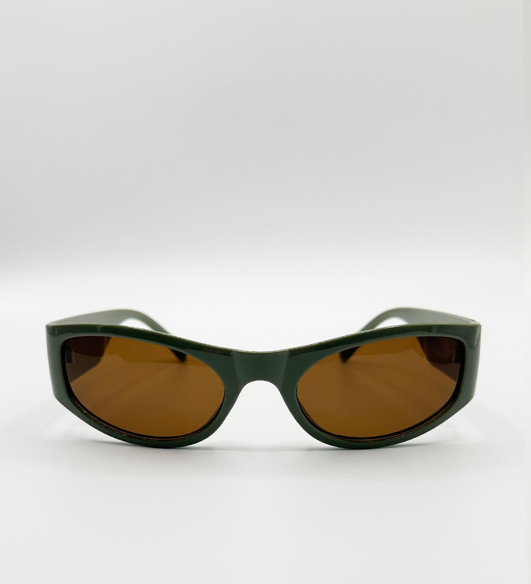 Racer Wrap Around Sunglasses In Dark Green - svnx