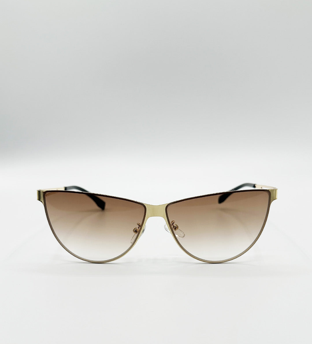Roung Flat Top Metal Sunglasses  In Brown - svnx