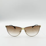 Roung Flat Top Metal Sunglasses  In Brown - svnx