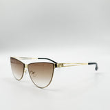 Roung Flat Top Metal Sunglasses  In Brown - svnx