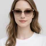 Roung Flat Top Metal Sunglasses In Brown