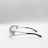 Retangle Wrap Around Metal Sunglasses In Silver