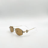 Rimless Oval Diamante Sunglasses In Brown