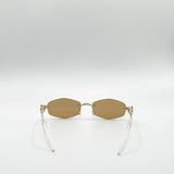Rimless Oval Diamante Sunglasses In Brown